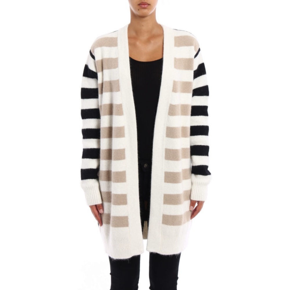 DIANE VON FURSTENBERG Striped Angora Blend Long Cardigan - Size P/XS